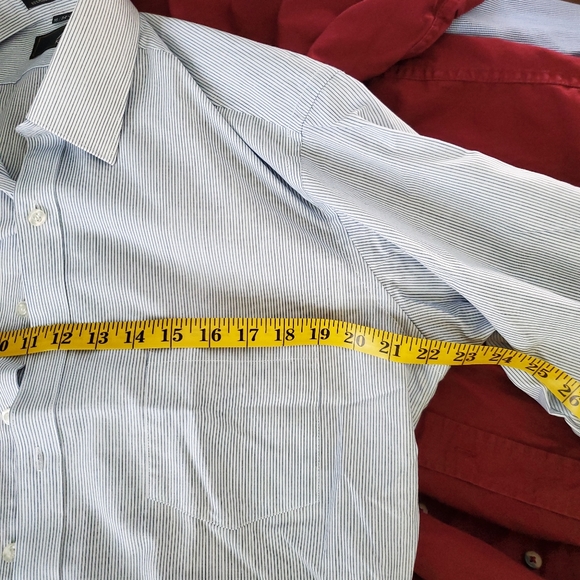 Ketch Men's Button Up Dress Shirt. Blue w/ Stripes. NWOT.  16-34/35 65/35 PolyCo - Picture 7 of 8
